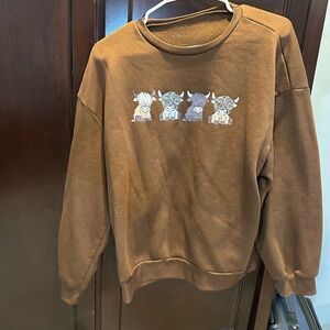 SHEIN Brown Sweater with Cute Animal Design